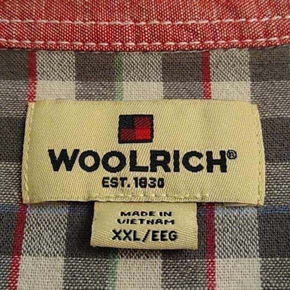 Woolrich Red Cotton Chambray Short Sleeve, 2 Pocket, Button up Shirt - Picture 3 of 7